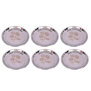 Platos de Servir Desechables Pintados a Mano de Acero Inoxidable para Arroz, Diseño Redondo Clásico para Bodas, Hogar o Reuniones - Product Image 1