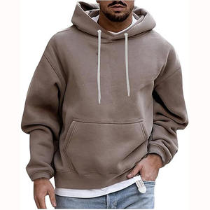 Sudadera Casual para Hombre, 100% Algodón Grueso, Diseño Holgado con Hombros Caídos, Tinte Liso, Estilo Vintage Urbano para Invierno - Product Image 1