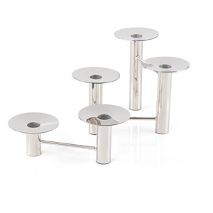 Centre de table artisanal en nickel plaqué pour la maison, les mariages, les fêtes, le salon, avec bougeoir en verre - Product Image 2