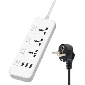 ที่ชาร์จอเนกประสงค์ T14 2M 2500W ปลั๊ก EU สีขาว พร้อมปลั๊ก 3 ช่อง และพอร์ต USB 3 ช่อง - Product Image 1