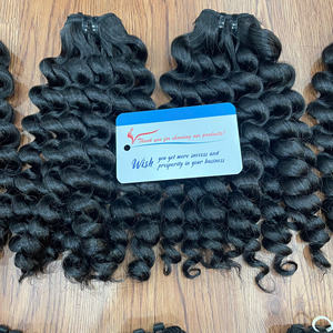 Produit phare : Extensions de cheveux humains 100% naturels, tissage bouclé à la vapeur noire, qualité supérieure, sans perte ni nœuds, prêtes à être expédiées - Product Image 1