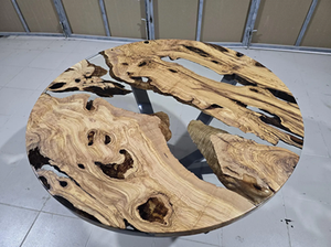 Mesa de Comedor de Arte de Madera de Acacia y Resina Hecha a Mano, Moderna y de Lujo, Impermeable, para Sala de Estar, Bodas, Jubilación, Diwali, Condolencias - Product Image 4