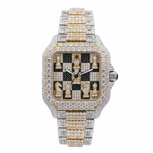 Customized Chess Design VVS Moissanite <b>Watch</b> Square Hip Hop Iced Out Quartz <b>Watch</b> with Glass Dial Luxury Fashion Jewelry - Product Image 3
