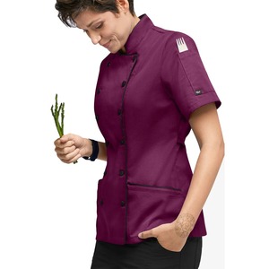 Chaqueta de uniforme de chef de algodón 100% de la mejor calidad al por mayor, abrigo de chef bordado personalizado de manga corta, uniformes de barra - Product Image 2