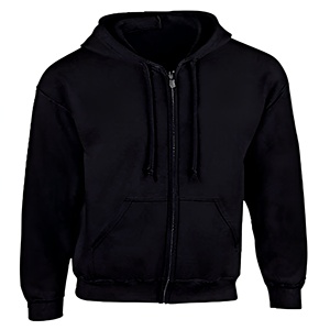 Sweat-shirt à capuche zippé noir pour homme en molleton de coton, coupe classique, couleur unie, idéal pour l'automne - Product Image 1