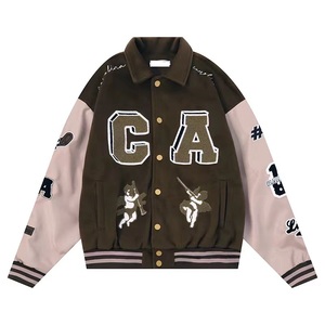 Parches bordados de chenilla para hombre chaquetas universitarias Cuerpo de lana Mangas de cuero Letterman Baseball College Jacket - Product Image 4