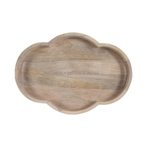 Bandeja de madera de acacia de lujo en color tostado cálido con forma de nube creativa y acabado pulido, ideal para exhibición decorativa - Product Image 3