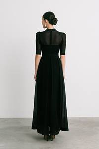 Vestido elegante de triacetato transparente a buen precio para mujer Vestido largo con forma acampanada Vestido MIDI con detalle de círculo RIA más vendido - Product Image 3