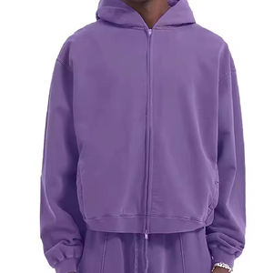 Sweat à capuche pour hommes 100% coton lourd pull surdimensionné avec fermeture éclair épaule tombante ODM sweats à capuche pour hommes vierges - Product Image 5