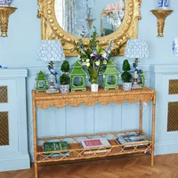 Table console festonnée en rotin de qualité supérieure Table d'affichage en rotin accrocheuse pour salon