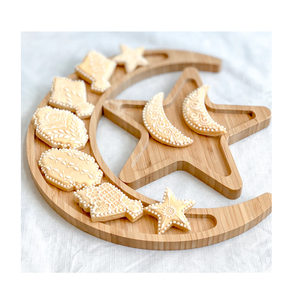 High quality Wood Tray Muslim Plate Crystal Stone Tray Moon & Star Shape <b>Decorative</b> Tray - Product Image 2