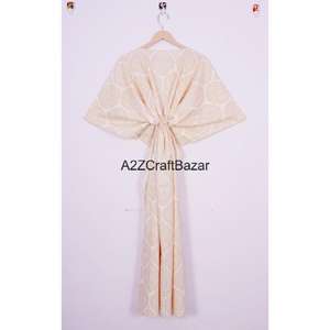 <b>Indian</b> Handmade Floral Cotton Kaftan: <b>Indian</b> Block <b>Print</b> Maxi <b>Dress</b> Women Long <b>Dress</b> Beach Coverup Comfortable Gown Hippie Style - Product Image 5