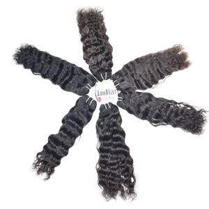 100% Remy Virgin Natural Indian Temple Human <b>Hair</b> Bundles Curly Silky <b>Black</b> Unprocessed Vendor Cuticle Aligned Weave By Export - Product Image 1
