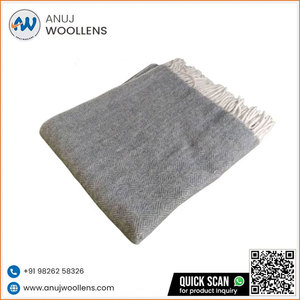 Mantas de lana con patrón de espiga de diamante de carbón tejido suave de calidad superior del fabricante indio - Product Image 5