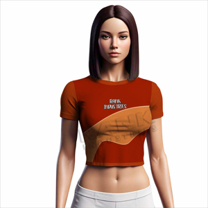 T-shirt court tendance pour femmes, style facile à enfiler avec une construction extensible axée sur le confort, look urbain pour femmes, crop top - Product Image 2