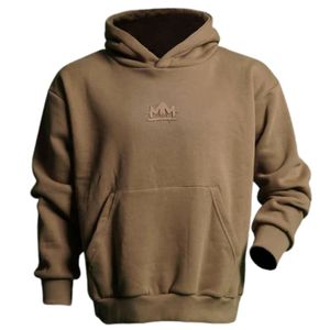 Sudadera con Capucha Marrón para Hombre, de Algodón Grueso, con Bolsillo Tipo Canguro, Estilo Casual Urbano - Product Image 1