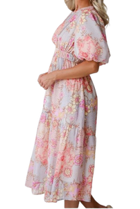 Robe rose à imprimé floral pour femmes élégantes, design fluide et élégant, idéale pour les soirées en club, disponible à un prix de gros abordable. - Product Image 4