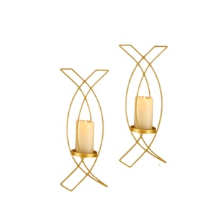 Bougeoir en fer doré de qualité de luxe, appliques murales, design unique, décoration murale pour Noël et anniversaire. - Product Image 1