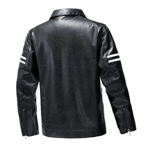 Veste en cuir à revers d'automne pour hommes, veste en cuir coupe-vent et imperméable, veste en cuir décontractée à la mode - Product Image 5