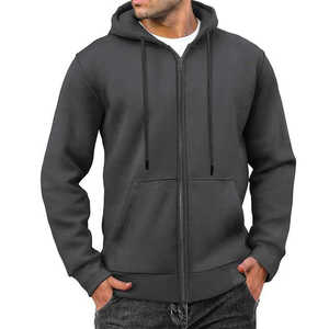 Vente flash : sweat à capuche zippé pour homme, manches longues, personnalisable, polaire de haute qualité, mélange polyester/coton - Product Image 6