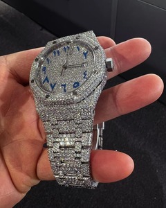 Reloj Iced de fabricación india para hombre, diamantes naturales, acero inoxidable, moda comercial, resistencia al agua, movimiento de cuarzo Ronda - Product Image 1