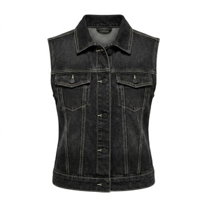 Chaleco vaquero de algodón para mujer, corte recortado, producción OEM para marcas y minoristas de moda estadounidenses - Product Image 1