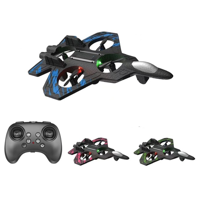 Smart Remote Control 2.4G Foam Durable Plane Fighter Jet Glider with Light 360° Circling One-click Return Auto Hover for Gifts