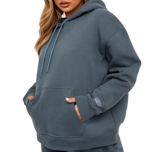 Sweat à capuche d'hiver respirant uni personnalisable pour femmes, service OEM, sweats à capuche et sweat-shirts à manches lanternes surdimensionnés - Product Image 5