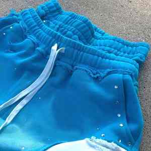 Pantalon décontracté pour homme, taille mi-haute, imprimé numérique avec strass, délavé à l'acide, imperméable, jambe large, sport, jogging, coupe régulière - Product Image 4