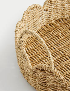 Bandeja para servir de algas marinas con borde festoneado tejido a mano de granja rústica con asas para mesa de centro decoración del hogar hecha en Vietnam - Product Image 6