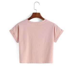 Verano personalizado mujer recortada Top Camiseta 100% algodón Mujer camiseta estampado gráfico Hip Hop ropa mujer camiseta - Product Image 2