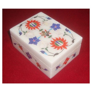 <b>Mix</b> Different Different Stone Inlaid Flower Design Work Marble <b>Boxes</b> For Home Decoration And Jewellery Packaging Box - Product Image 1