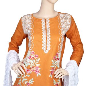 Traje de 3 piezas bordado para mujer - Color mostaza - Product Image 3