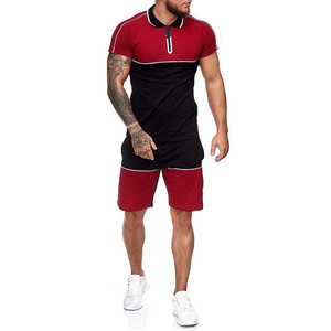 Conjunto Deportivo de Verano para Hombre, Informal, de Dos Piezas, Ropa de Gimnasio de Secado Rápido, Camiseta de Manga Corta de Poliéster/Algodón, Pantalones Cortos Tejidos para Actividades al Aire Libre - Product Image 2