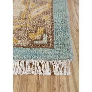 Tapis en laine noué à la main Cyanna Blue 9x12 rectangulaire, motif médaillon abstrait, idéal pour couloir, entrée, chambre à coucher Pkwl-972 - Product Image 4