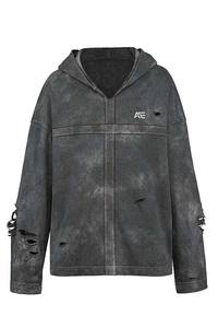 เสื้อฮู้ดดี้ทรงหลวมแบบยูนิเซ็กซ์ ล้างสีแบบดิสเทรส |   เสื้อสเวตเชิ้ตวินเทจแบบขาดๆ |   เสื้อฮู้ดดี้สตรีทแวร์ไซส์ใหญ่ขายส่ง - Product Image 5