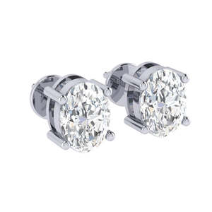 Pendientes de Plata de Ley Chapados en Oro Blanco/Amarillo/Oro Rosa con Circonita Cúbica de Corte Ovalado de 6x8mm, Piedra de Nacimiento de Abril, Joyería de Moda - Product Image 3