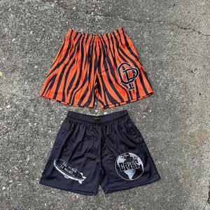 Men's High Street Style All-Over Print Double <b>Layer</b> Mesh Shorts Custom Logo Jogger with Drawstring Closure Sublimation Polyester - Product Image 2