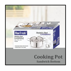 Maxfresh Marmites à soupe en acier inoxydable de qualité supérieure, design moderne, prise en main facile, cuisson à induction, lave-vaisselle, couvercle en verre - Product Image 4