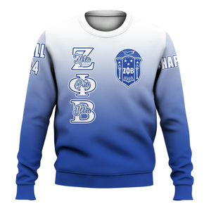 Sweat-shirt à col rond bleu avec lettres grecques Zeta Phi Beta pour femmes, broderie de la sororité 1920 - Product Image 1