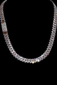 Chaîne de luxe unisexe en argent sterling 925 avec diamants Moissanite VVS taille baguette, sertis en canal géométrique - Product Image 5