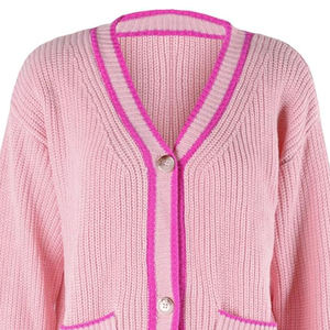 Suéter rosa suave con colores personalizados y suéter de cárdigan de punto bordado para suéter informal de fraternidad de hermandad universitaria - Product Image 5