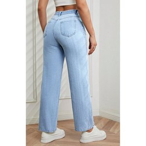 Modern Womens Vintage Ice Blue Baggy Wide Leg <b>Denim</b> Pants High Waist Plating <b>Soft</b> Stretch Eco Friendly Durable Trendy Casual - Product Image 6