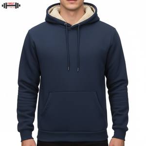 Sweats à capuche pour hommes avec logo imprimé personnalisé de coupe régulière 100% coton polaire à capuche doublée solide - Product Image 3