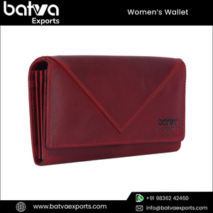 Wholesale Vintage Premium Quality Genuine Leather Women's <b>Wallets</b> Long Zipper Button Logo RFID Protection Polyester for - Product Image 6