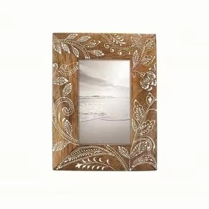 Cadre photo en bois rustique naturel, style ferme, porte-photo avec accents en métal fer forgé pour la décoration intérieure et les cadeaux - Product Image 5