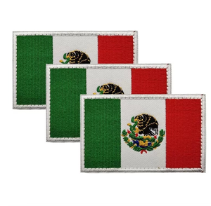 Écussons brodés tactiques avec motif fleur et drapeau du Mexique, avec boucles et crochets pour uniformes, sacs à dos et vestes - Tissu thermocollant 3D - Product Image 2