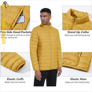 Chaqueta acolchada ligera y cálida para hombre, ropa de abrigo acolchada con cremallera transpirable para exteriores, lista para enviar - Product Image 5