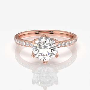 18K Gold <b>Ring</b> with Round Cut Lab Grown <b>Diamond</b> Pave Elegant <b>Diamond</b> <b>Rings</b> Collection - Product Image 5