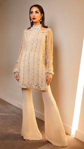 ÉLÉGANT DESIGNER BRODERIE ZARI SUR ÉLÉGANTE ROBE KURTA AVEC PLAZO AVEC PERLES DE VERRE EN CRISTAL, PIERRE, DABKA TRAVAIL POUR FÊTE @ 2024 - Product Image 2